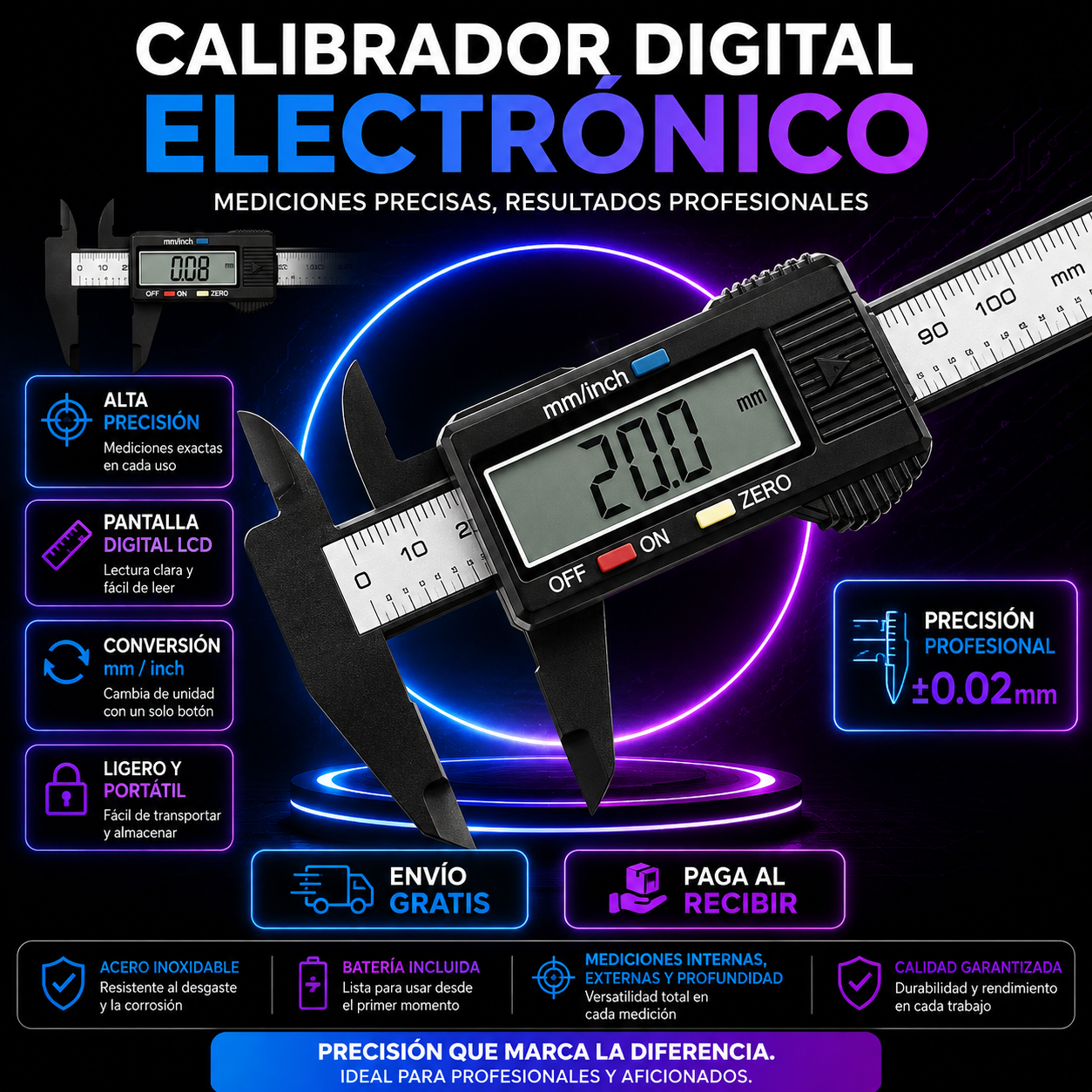 Calibrador Digital Electrónico PrecisionPro Cal®