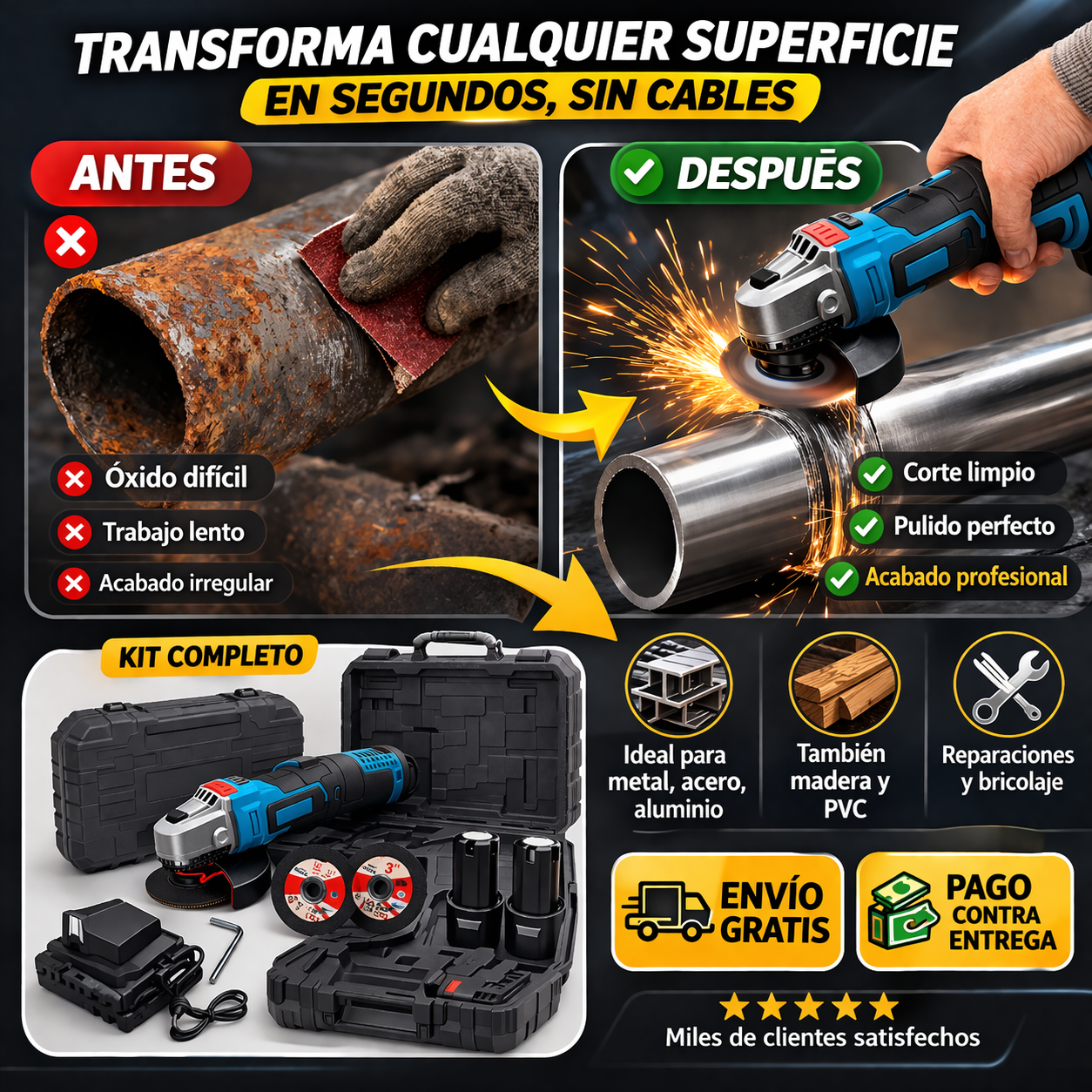 Mini Pulidora Angular Inalámbrica PowerGrind Pro®