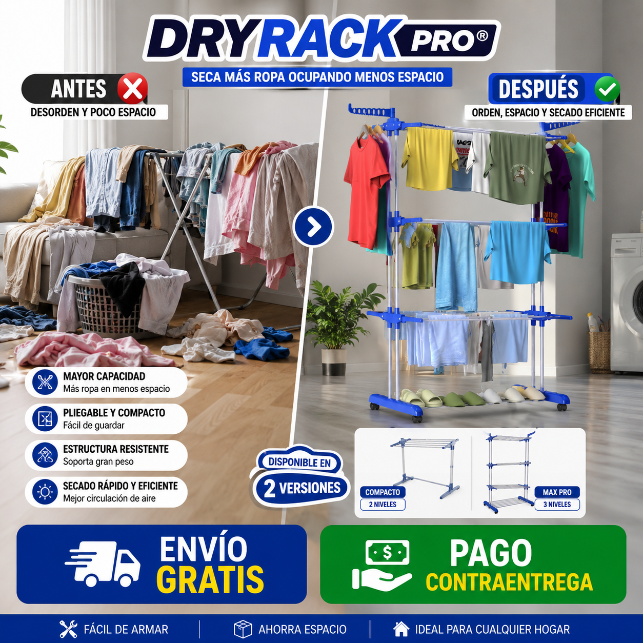 Tendedero Plegable Multifuncional DryRack Pro®