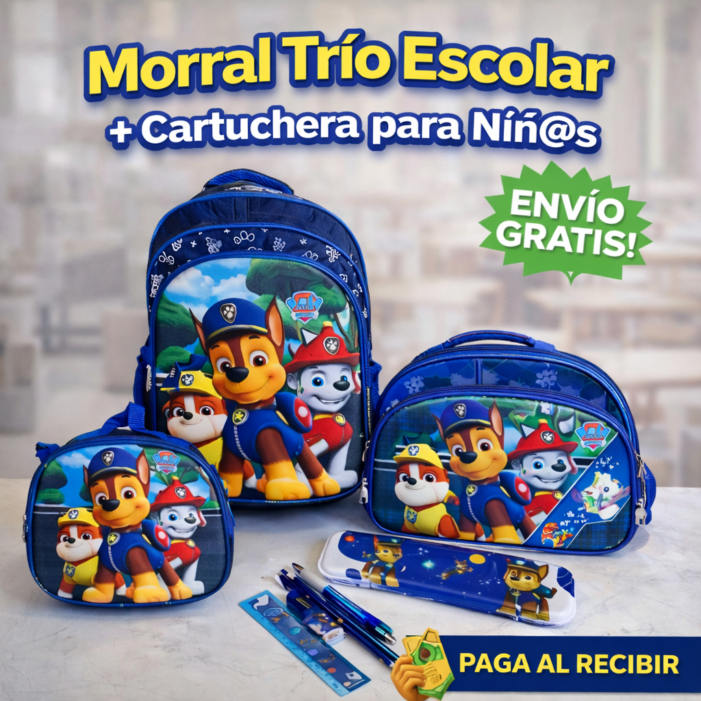 Morral Trío Escolar + Cartuchera para Niñ@s