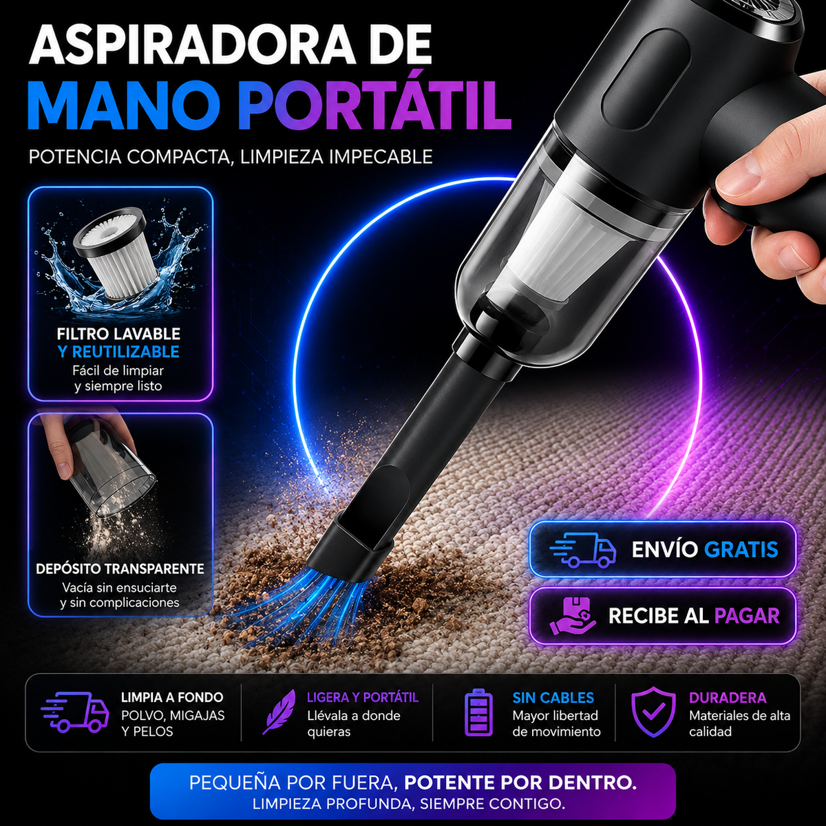 Aspiradora de Mano de Alta Potencia 2 en 1 PowerVac Pro®