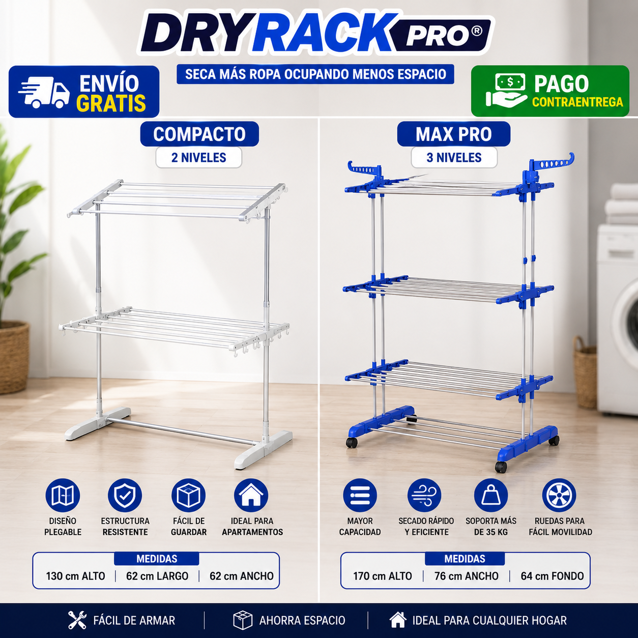 Tendedero Plegable Multifuncional DryRack Pro®