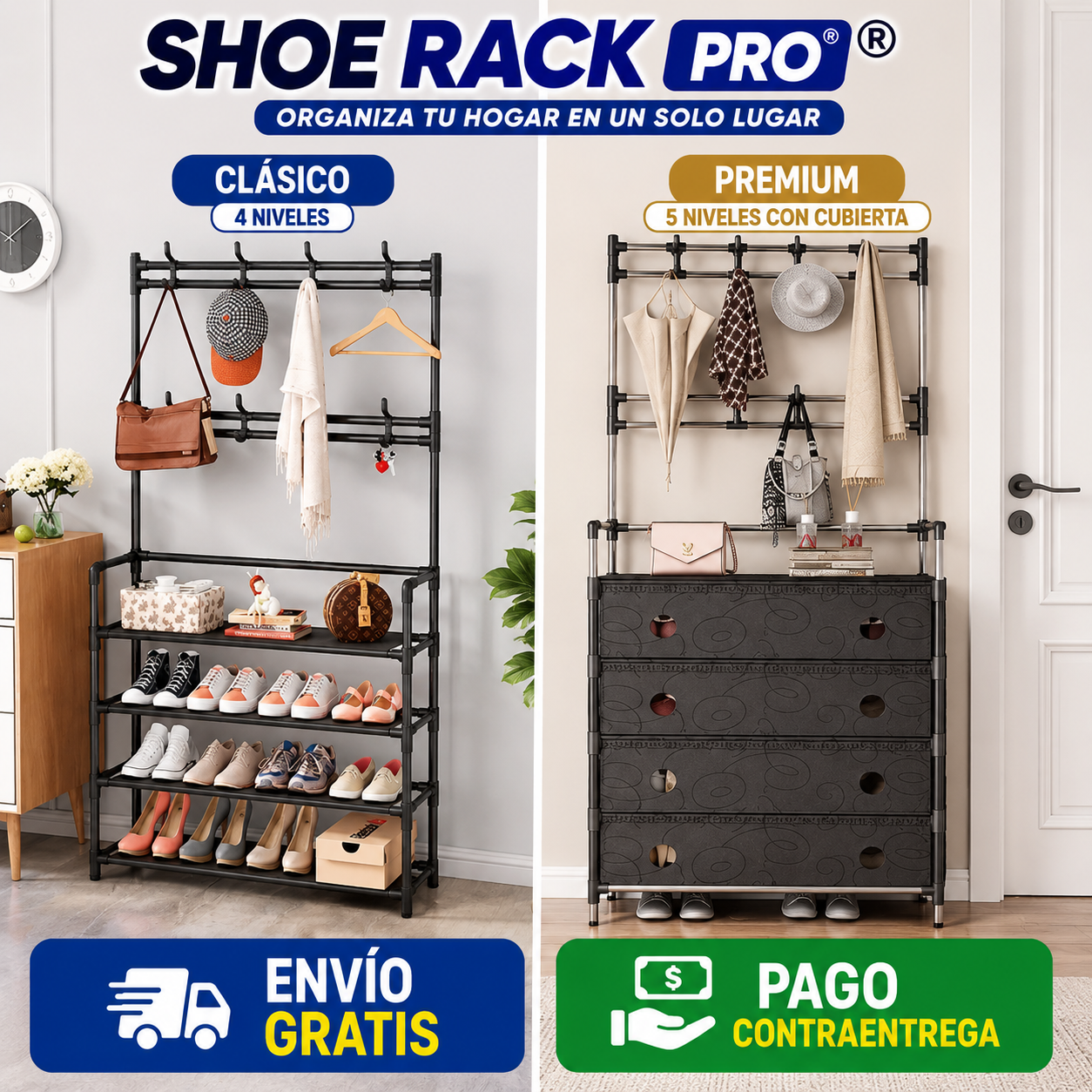 Organizador Multifuncional Zapatero y Perchero ShoeRack Pro®