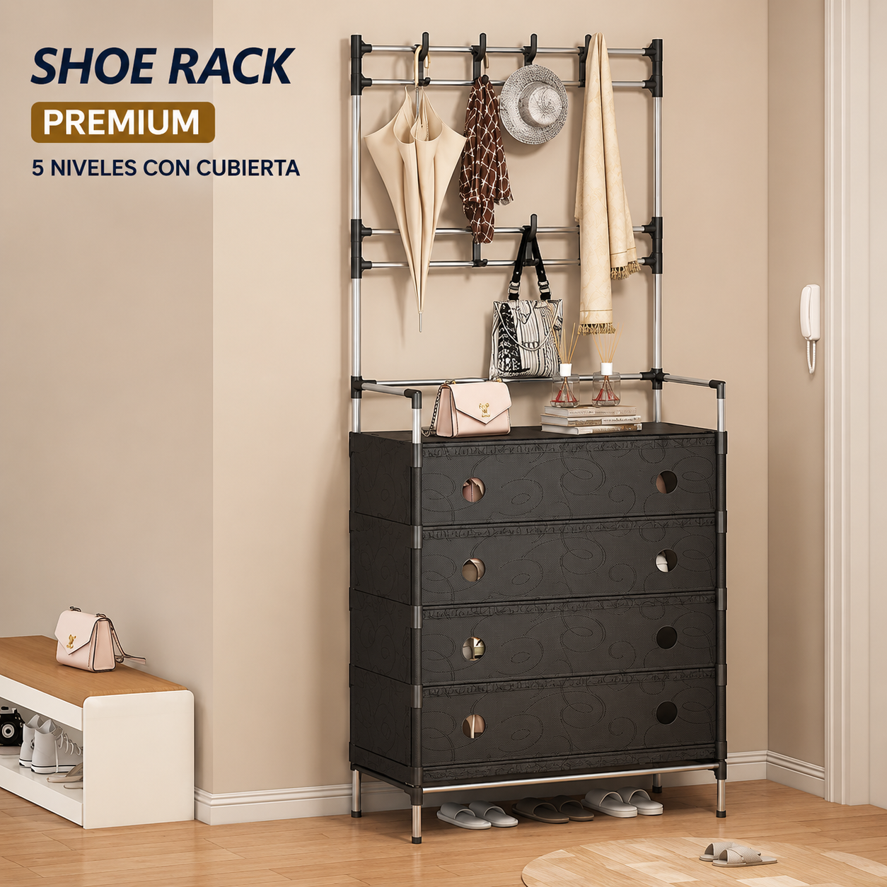 Organizador Multifuncional Zapatero y Perchero ShoeRack Pro®