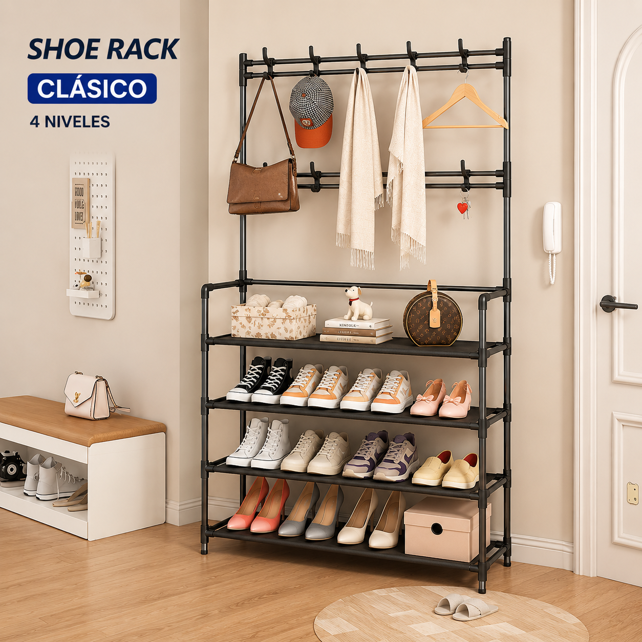 Organizador Multifuncional Zapatero y Perchero ShoeRack Pro®