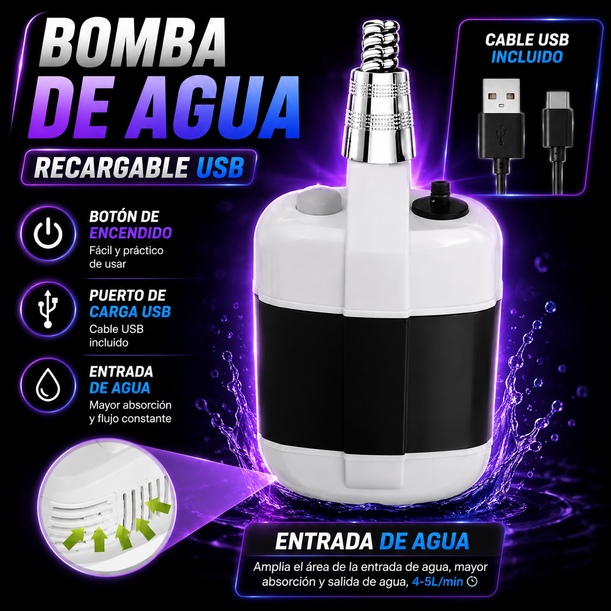 Ducha Portátil Recargable HydroGo®