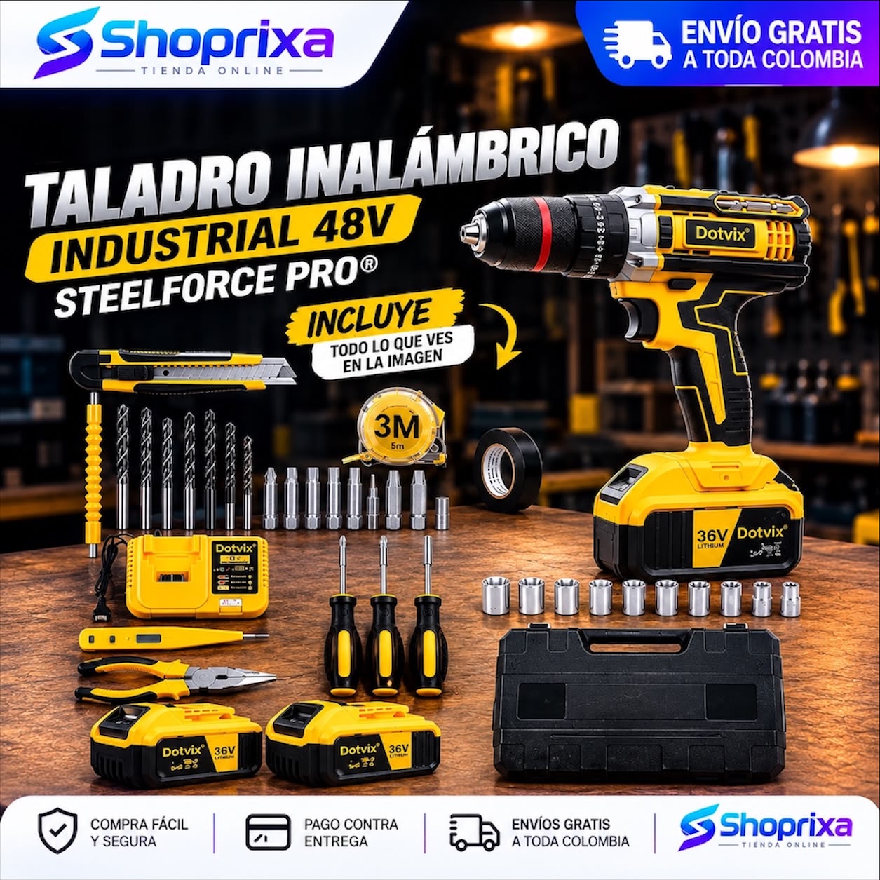 Taladro Inalámbrico Industrial 48V SteelForce Pro®