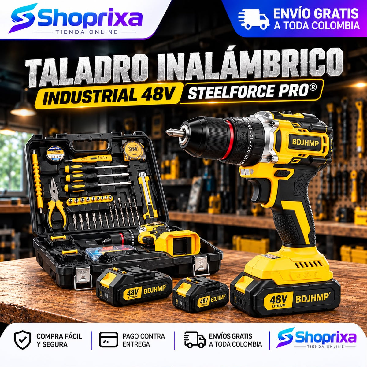 Taladro Inalámbrico Industrial 48V SteelForce Pro®
