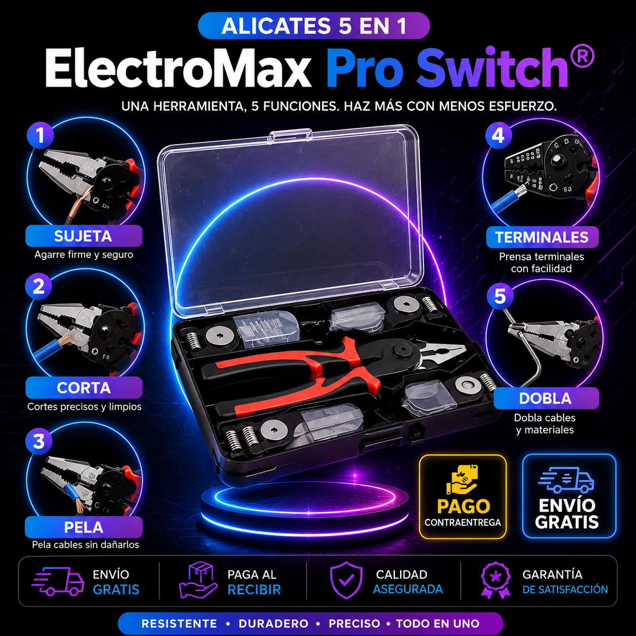 Alicates 5 en 1 ElectroMax Pro Switch®