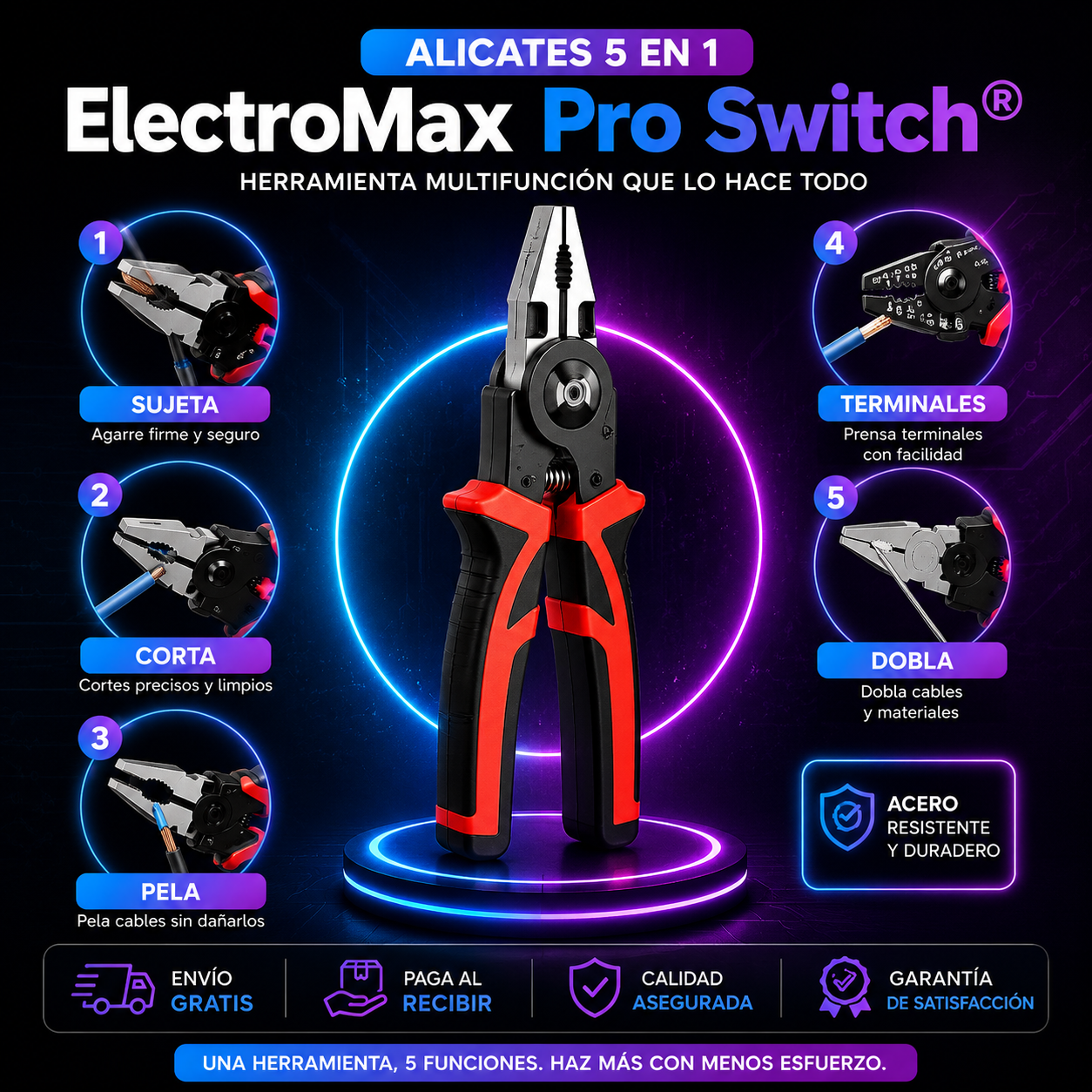 Alicates 5 en 1 ElectroMax Pro Switch®