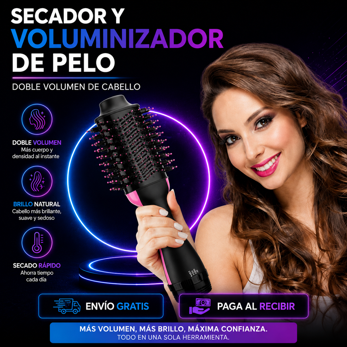Cepillo Secador Voluminizador 3 en 1 VolumiBrush OneStep®