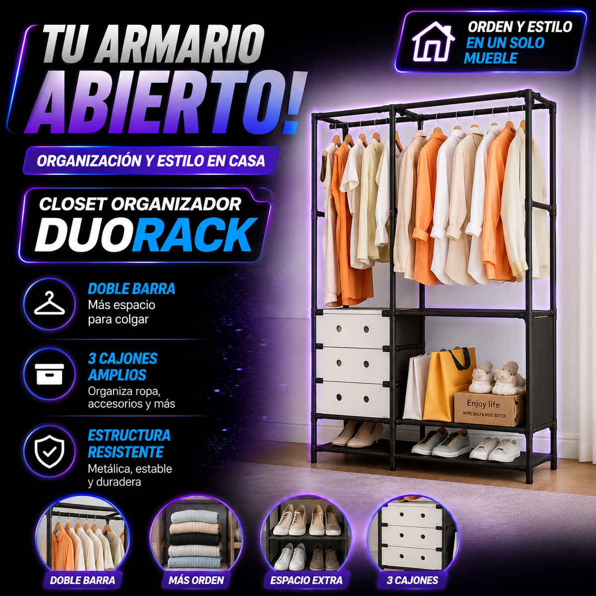 Closet Organizador 2 Espacios DuoRack®